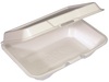 A Picture of product 217-211 Pactiv Foam 1-Compartment Hinged-Lid Takeout Container, 9" x 6" x 3", White, 150 Containers/Case.