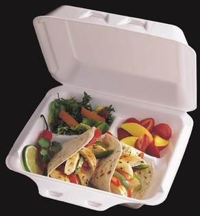 SmartLock® Foam Hinged Lid Containers. White Large 3-Compartment Container. 9" x 9-1/2" x 3-1/4".