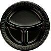 Quiet Classic® Foam Plastic Laminated Dinnerware Plates with 3 compartments. 9 in. diameter. Black. 500 count.