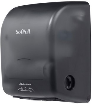 SofPull® Mechanical Hardwound Roll Towel Dispenser. 12.600 X 9.331 X 16.657  in. Translucent Smoke color.