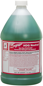 Super HDQ Neutral®.  One Step Disinfectant Germicidal Detergent and Deodorant.  1 Gallon Bottle, 4 Gallons/Case.