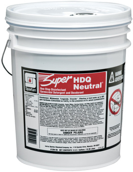 Super HDQ Neutral®.  One Step Disinfectant Germicidal Detergent and Deodorant.  5 Gallon Pail.