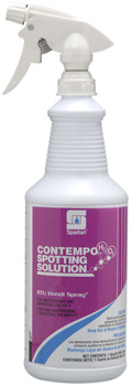 Contempo® H202 Spotting Solution.  Hydrogen peroxide based carpet spotting solution. Includes gloves and 3 trigger sprayers.  1 Quart.