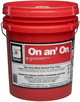 On an' On®.  Non-buff high-solids metal interlock finish; 1-2 coats for a brilliant shine that lasts on and on.  5 Gallons.