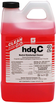 hdq C® 2.  Neutral disinfectant cleaner. EPA Reg. #1839-169-5741  Use with standard Clean on the Go Dispenser or Lock & Dial dispenser.  2 Liters.