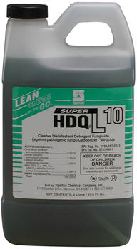 Super HDQ®L 10.  No-rinse disinfectant detergent. Use only with Lean Clean on the Go dispenser or Lock & Dial dispenser. EPA Reg. #1839-167-5741.  2 Liters.