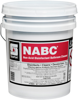 NABC®.  Non-Acid Disinfectant Bathroom Cleaner. Ready-to-use. Kills HBV and HCV on inanimate surfaces. EPA Reg. #5741-18.  5 Gallons.