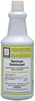 SparCling®.  Clinging Acid Restroom Disinfectant. EPA Reg. No.  5741-17. 12/32 oz./cs. includes mop and gloves.  1 Quart.