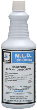 M.L.D. Bowl Cleanse.  Phosphoric acid-base disinfectant. 32 oz. Bottle (1 Quart), 12 Quarts/Case.