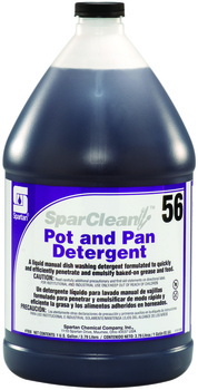 SparClean™ Pot and Pan Detergent.  For manual washing of excessively soiled kitchen items.  1 Gallon. #56