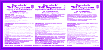 Secondary Ready-to-Use Solution Labels.  Printed "Clean on the Go® THE Degreaser".