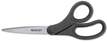 Westcott® KleenEarth® Basic Plastic Handle Scissors,  8" Long, Bent, Black