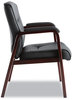 A Picture of product ALE-MA43ALS10M Alera® Madaris Series Bonded Leather Guest Chair with Wood Trim Legs 25.39" x 25.98" 35.62", Black Seat/Back, Mahogany Base