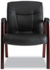A Picture of product ALE-MA43ALS10M Alera® Madaris Series Bonded Leather Guest Chair with Wood Trim Legs 25.39" x 25.98" 35.62", Black Seat/Back, Mahogany Base