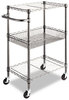 A Picture of product ALE-SW342416BA Alera® Three-Tier Wire Cart with Basket Metal, 2 Shelves, 1 Bin, 500 lb Capacity, 28" x 16" 39", Black Anthracite