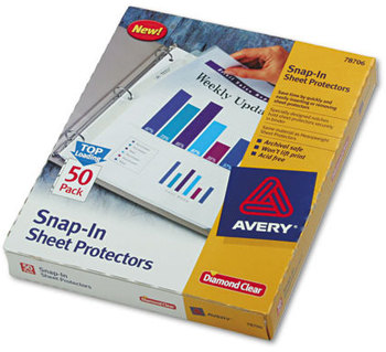Avery® Snap-In Heavyweight Diamond Clear Sheet Protector Letter, 50/Box