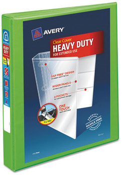 Avery® Heavy-Duty View Binder with DuraHinge® and One Touch EZD® Rings 3 1" Capacity, 11 x 8.5, Chartreuse