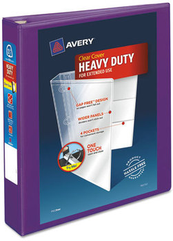 Avery® Heavy-Duty View Binder with DuraHinge® and One Touch EZD® Rings 3 1.5" Capacity, 11 x 8.5, Purple