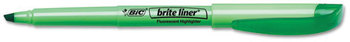 BIC® Brite Liner® Highlighter,  Chisel Tip, Fluorescent Green Ink, Dozen
