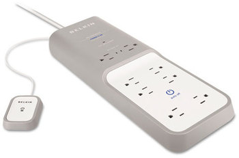 Belkin® Conserve Surge Protector with Timer,  8 Outlets, 6 ft Cord, 1080 Joules, Gray