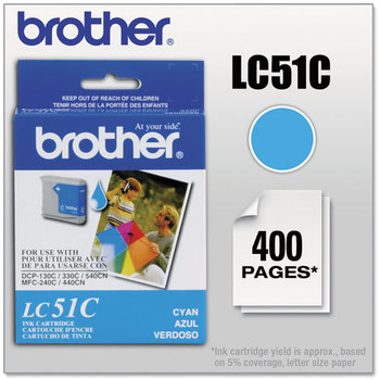 Brother LC51BK, LC51C, LC51HYBK, LC51M, LC51Y Ink,  Cyan