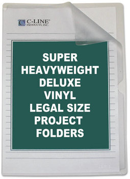 C-Line® Deluxe Vinyl Project Folders,  Jacket, Legal, Vinyl, Clear, 50/Box