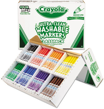 Crayola® Ultra-Clean Washable™ Marker Classpack®,  Broad Point, Assorted, 200/Box