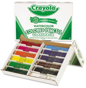 Crayola® Watercolor Pencil Set,  3.3 mm, 12 Asstd Clrs, 240 Pencils/Box