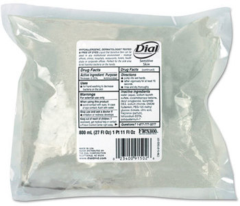 Dial® Professional Antimicrobial Soap for Sensitive Skin,  800mL Flex Pak Refill, 12/Carton