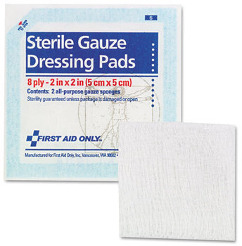 First Aid Only™ Gauze Pads,  2" x 2", 5/Pack