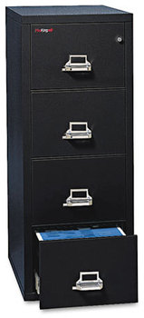 FireKing® Four-Drawer Insulated Vertical File,  17-3/4w x 25d, UL Listed 350° for Fire, Letter, Black