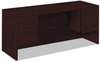 A Picture of product HON-10565NN HON® 10500 Series™ Kneespace Credenza With 3/4-Height Pedestals, 60w x 24d 29.5h, Mahogany