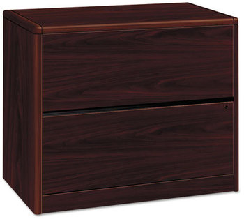 HON® 10700 Series™ Locking Lateral File 2 Legal/Letter-Size Drawers, Mahogany, 36" x 20" 29.5"