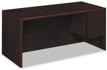 HON® 10700 Series™ "L" Workstation Desk with Three-Quarter Height Pedestal on Right 66" x 30" 29.5", Mahogany