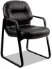 A Picture of product HON-2093SR11T HON® Pillow-Soft® 2090 Series Guest Arm Chair Leather Upholstery, 31.25" x 35.75" 36", Black Seat, Back, Base