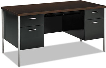 HON® 34000 Series Double Pedestal Desk 60" x 30" 29.5", Mocha/Black