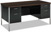 A Picture of product HON-34962MOP HON® 34000 Series Double Pedestal Desk 60" x 30" 29.5", Mocha/Black