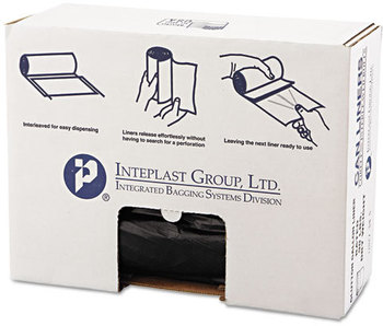 Inteplast Group High-Density Commercial Can Liners Value Pack,  43 x 46, 60gal, 22mic, Black, 25/Roll, 6 Rolls/Carton