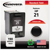 A Picture of product IVR-9351AN Innovera® 9351AN, 9352AN Inkjet Cartridge Remanufactured Black Ink, Replacement for 21 (C9351AN), 190 Page-Yield