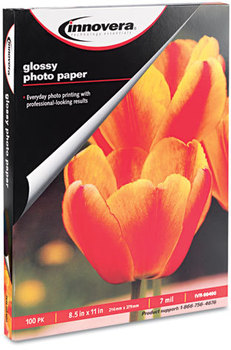 Innovera® Glossy Photo Paper 7 mil, 8.5 x 11, White, 100/Pack