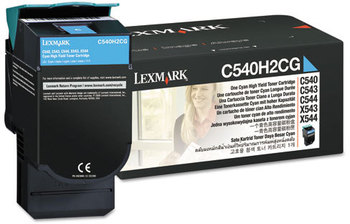 Lexmark™ C540H2CG, C540H2MG, C540H2YG Toner,  2000 Page-Yield, Cyan