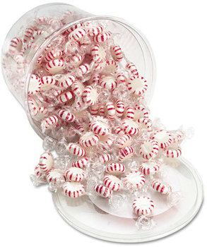 Office Snax® Candy Tubs,  Peppermint Hard Candy, Individual Wrapped, 2 lb Tub