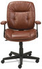 A Picture of product OIF-ST4859 OIF Swivel/Tilt Leather Task Chair,  Fixed T-Bar Arms, Chestnut Brown