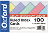 A Picture of product OXF-34610 Oxford® Index Cards,  4 x 6, Blue/Violet/Canary/Green/Cherry, 100/Pack