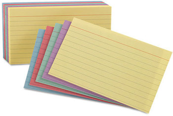 Oxford® Index Cards,  4 x 6, Blue/Violet/Canary/Green/Cherry, 100/Pack