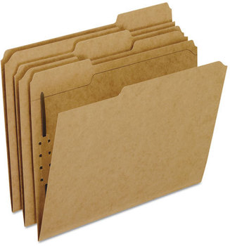 Pendaflex® Kraft Folders with Fasteners,  1 Fastener, 1/3 Cut Tabs, Letter, 50/Box