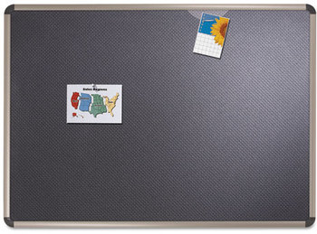 Quartet® Prestige® Euro™ Style Black Embossed Foam Bulletin Board,  High-Density Foam, 48 x 36, Black/Aluminum Frame