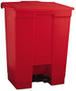 A Picture of product 968-357 Rubbermaid® Commercial Indoor Utility Step-On Waste Container, Rectangular, Plastic, 18gal, Red
