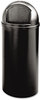 A Picture of product 968-505 Rubbermaid Marshal® Classic Containers. Black. 25 gal capacity. 42" H x 18" Dia. Designed for indoor and protected outdoor environments.