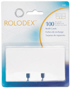 Rolodex™ Refill Cards For Business Card Trays,  2 1/4 x 4, White, 100 Cards/Pack